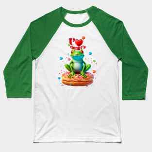 Frog with Donuts Baseball T-Shirt